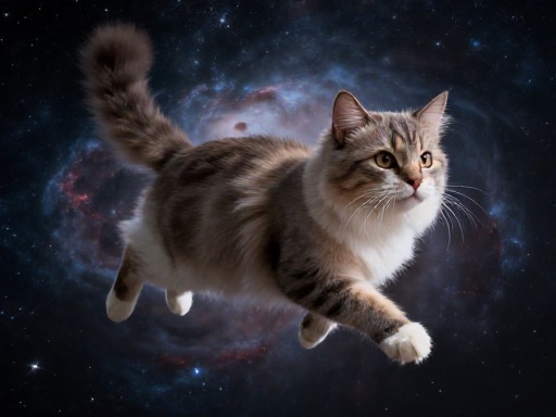 AI-generated cat floating in space